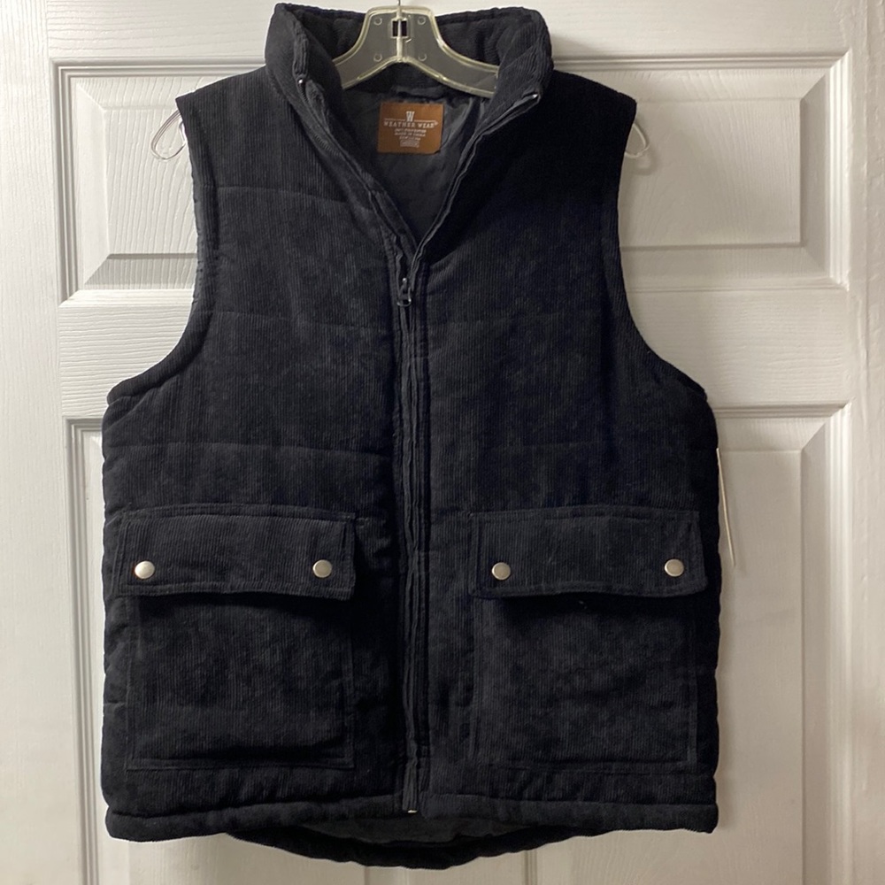 Weather Wear Men’s Corduroy Zip Up Vest, Medium
